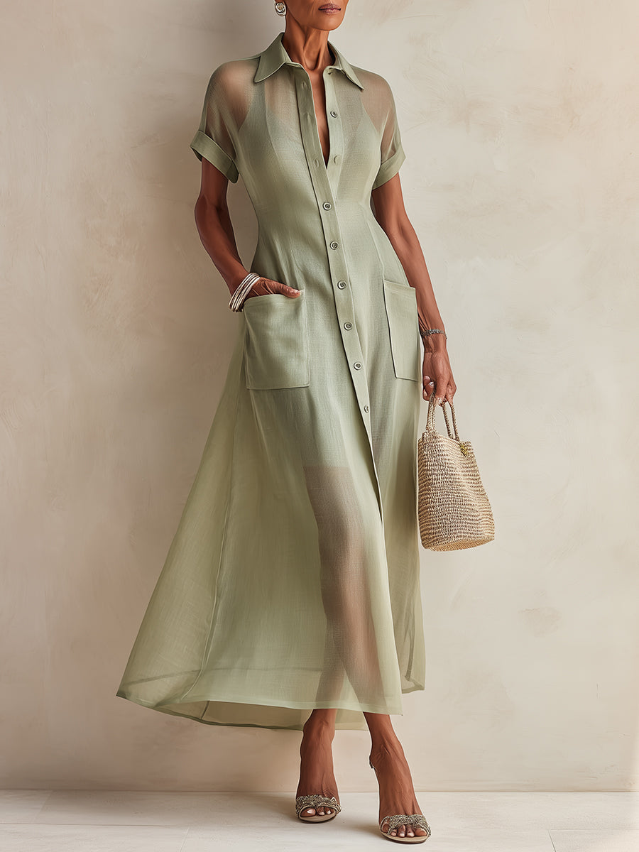 Robe longue élégante en Tencel avec poches plaquées