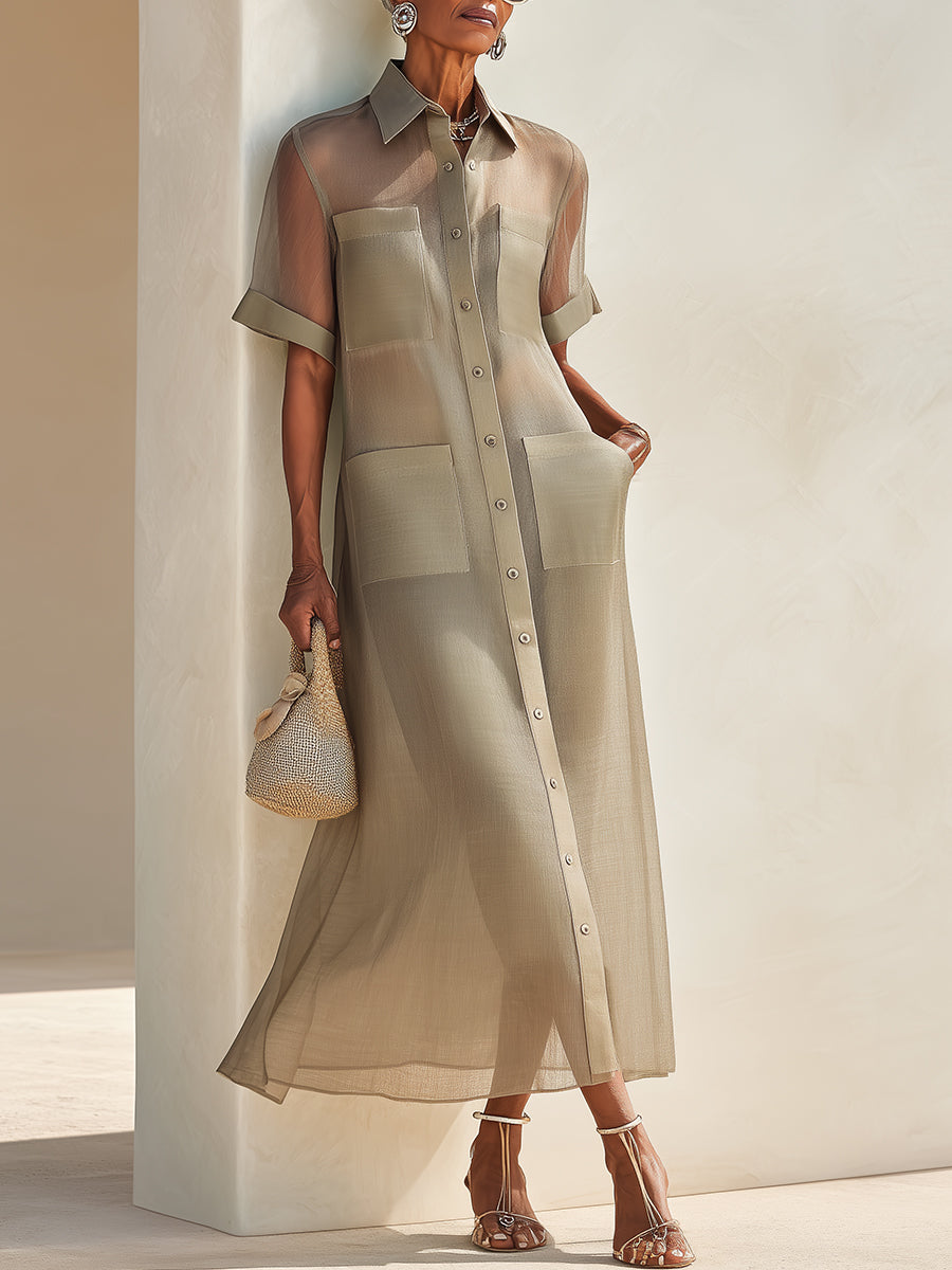 Chic Tencel Maxi Dress With Patch Pockets