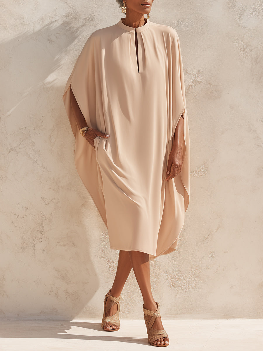 Robe midi chauve-souris à encolure goutte d'eau oversize
