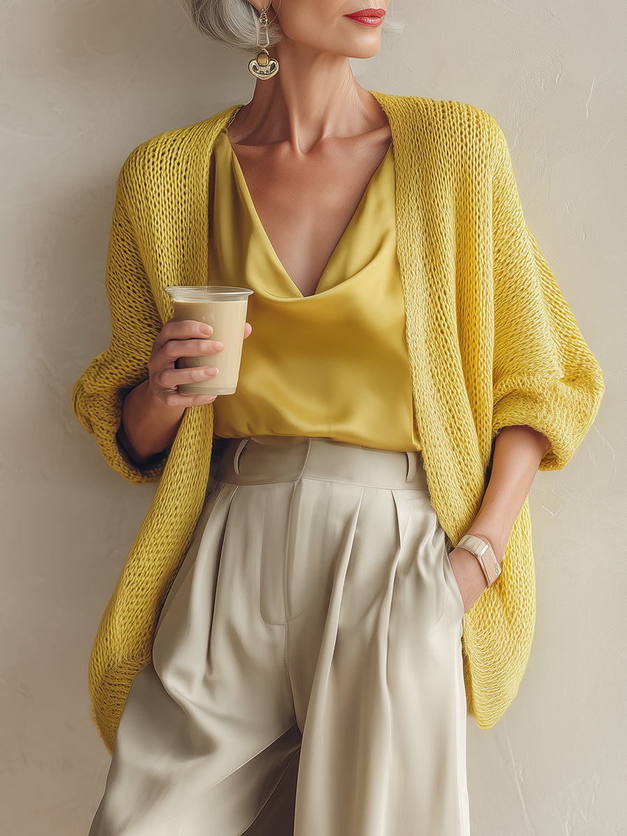 Cardigan en maille élégant à manches chauve-souris